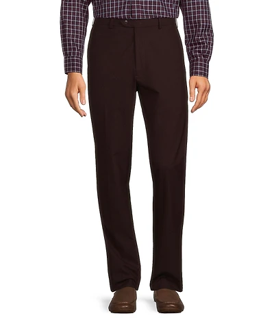 Roundtree & Yorke TravelSmart Straight Fit Flat Front Brushed Solid Chino Pants