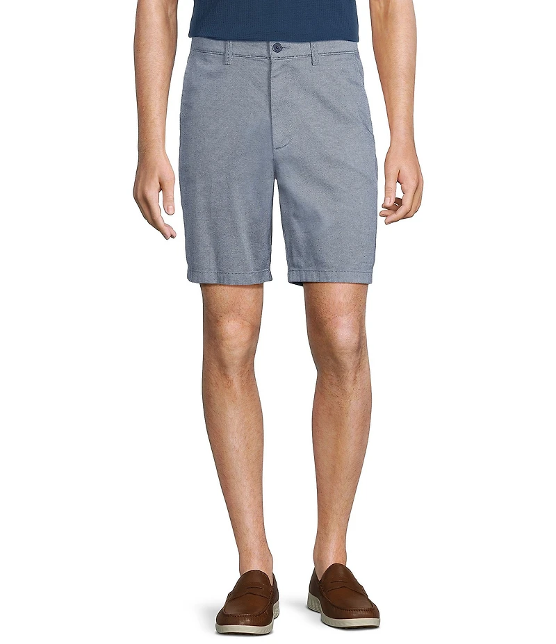 Roundtree & Yorke True Blue 8#double; Inseam Classic Flat Front Dobby Print Pull On Shorts