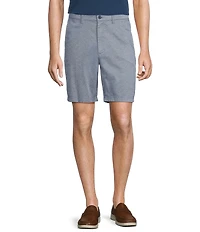 Roundtree & Yorke True Blue 8#double; Inseam Classic Flat Front Dobby Print Pull On Shorts