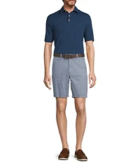 Roundtree & Yorke True Blue 8#double; Inseam Classic Flat Front Dobby Print Pull On Shorts