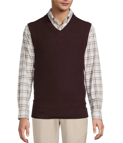Roundtree & Yorke V-Neck Solid Textured Sweater Vest