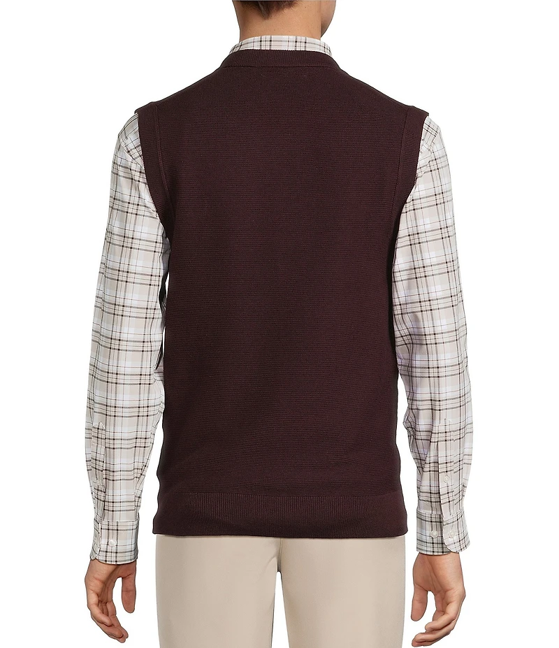Roundtree & Yorke V-Neck Solid Textured Sweater Vest