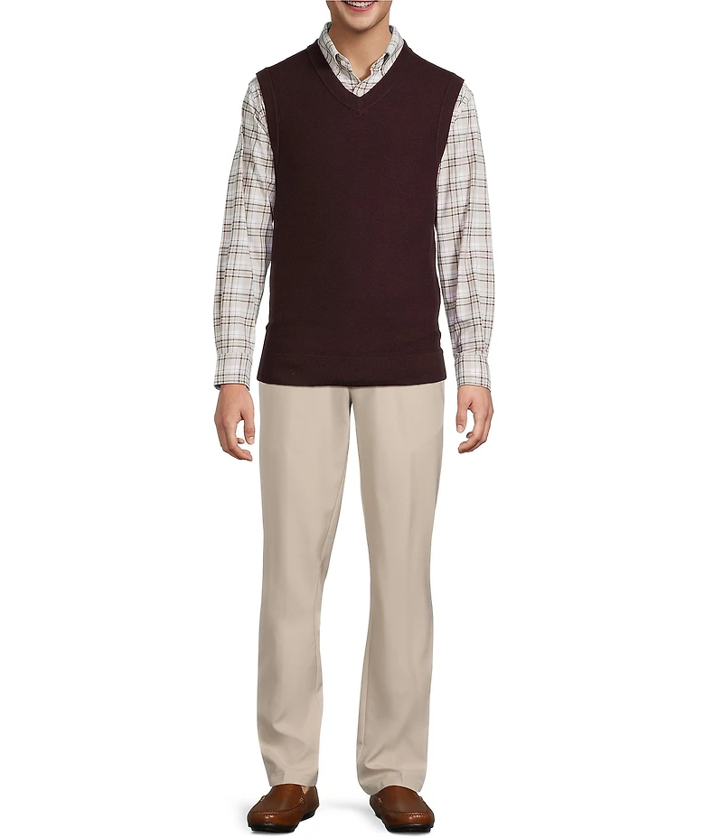 Roundtree & Yorke V-Neck Solid Textured Sweater Vest