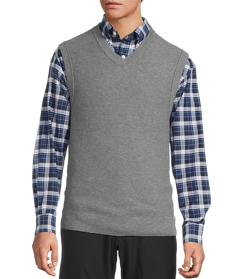 Roundtree & Yorke V-Neck Solid Textured Sweater Vest