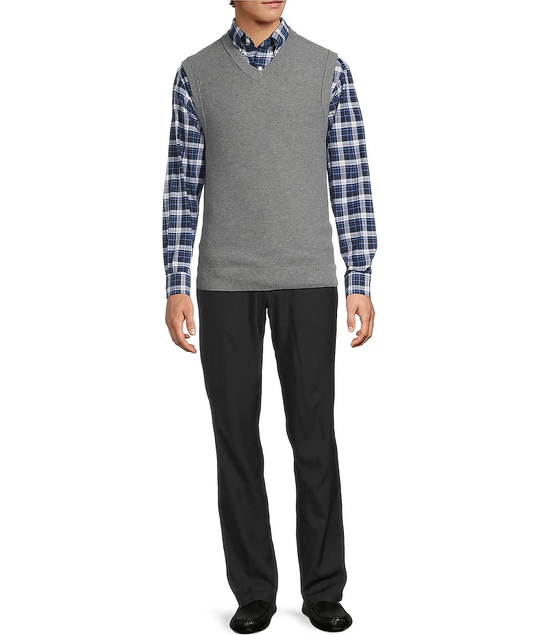Roundtree & Yorke V-Neck Solid Textured Sweater Vest