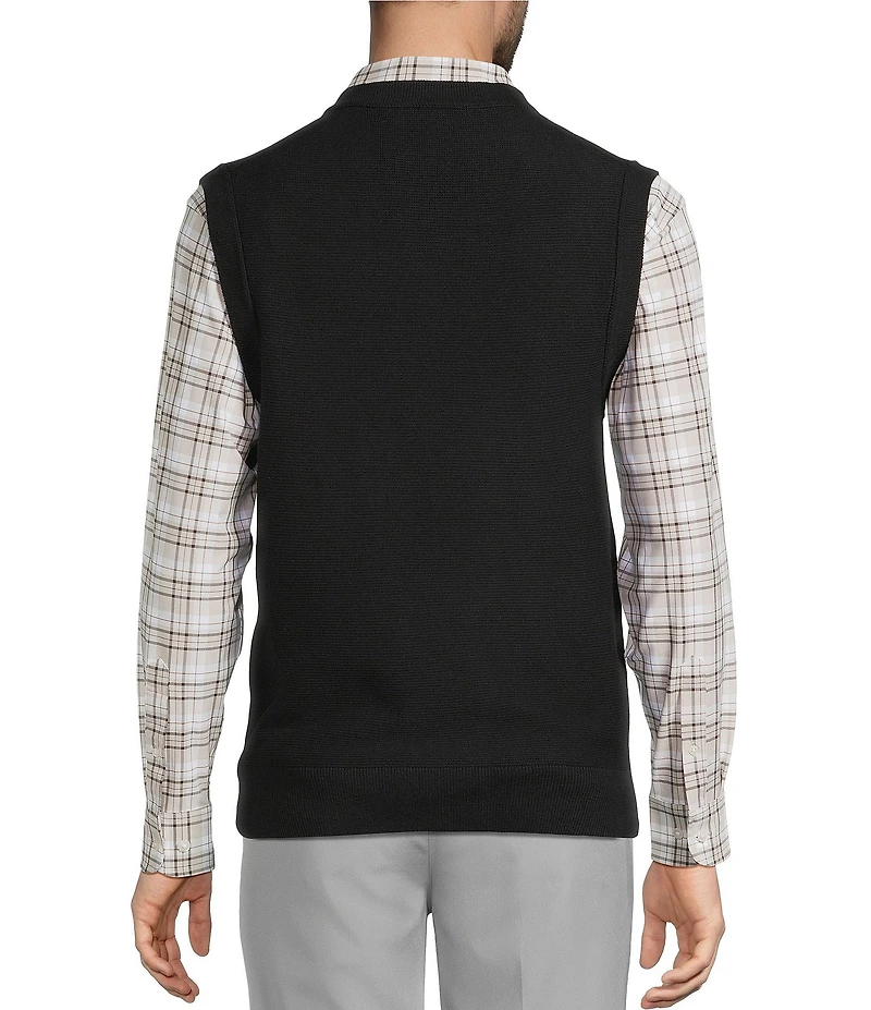 Roundtree & Yorke V-Neck Solid Textured Sweater Vest