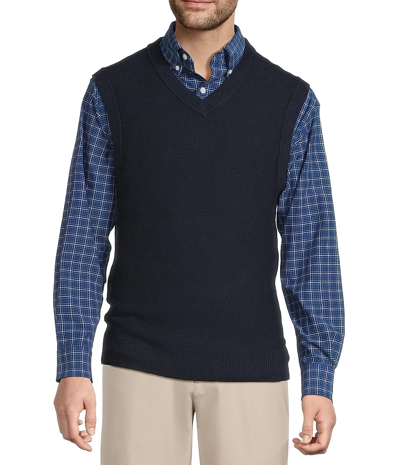 Roundtree & Yorke V-Neck Solid Textured Sweater Vest