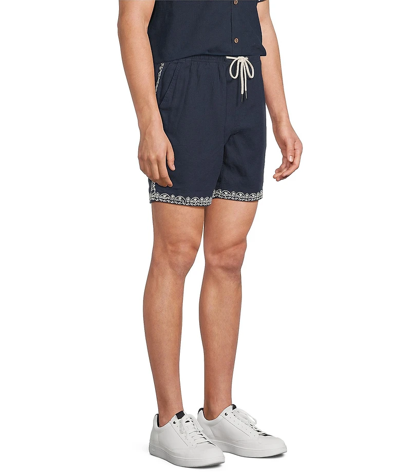 Rowm Big & Tall Drawstring Embroidered 7#double; Inseam Shorts