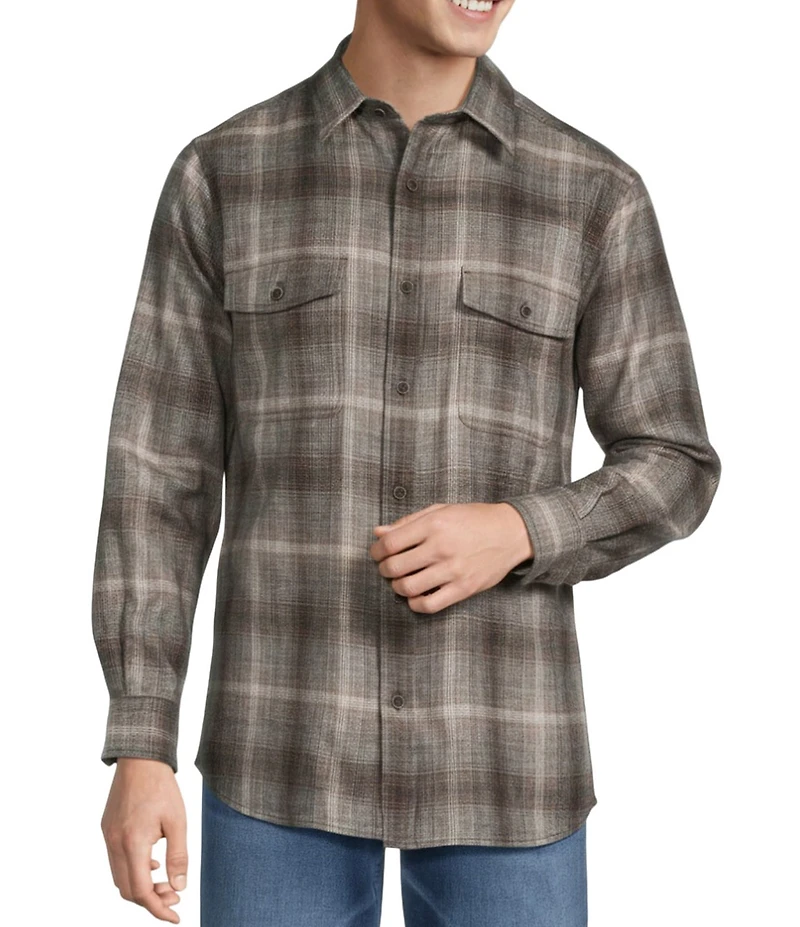 Rowm Big & Tall Long Sleeve 2 Pocket Jasper Medium Plaid Button Down Sport Shirt