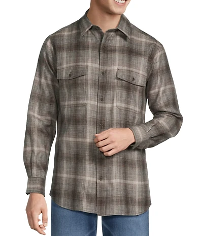 Rowm Big & Tall Long Sleeve 2 Pocket Jasper Medium Plaid Button Down Sport Shirt