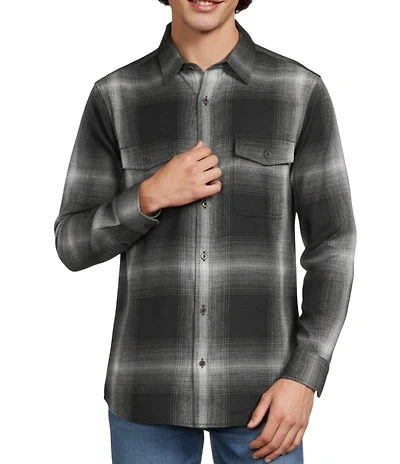 Rowm Big & Tall Long Sleeve 2 Pocket Jasper Ombre Plaid Button-Down Sport Shirt