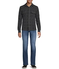 Rowm Big & Tall Long Sleeve Jacquard Geo Print Button Front Dress Shirt