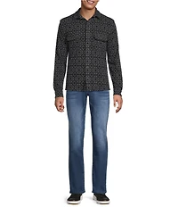 Rowm Big & Tall Long Sleeve Jacquard Geo Print Button Front Dress Shirt