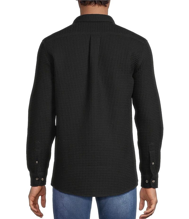Rowm Big & Tall Long Sleeve Solid Waffle Button Front Shirt