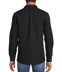 Rowm Big & Tall Long Sleeve Solid Waffle Button Front Shirt