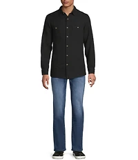 Rowm Big & Tall Long Sleeve Solid Waffle Button Front Shirt