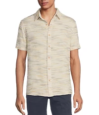 Rowm Big & Tall Outsider's Oasis Short Sleeve Space Dyed Textured Horizontal Striped Shirt