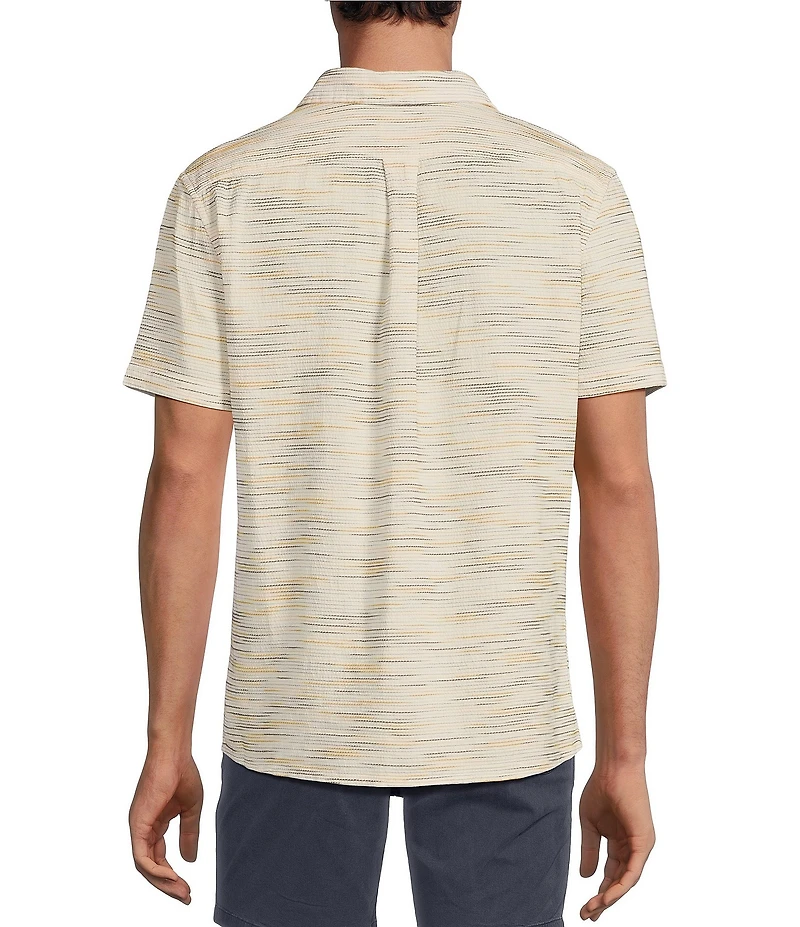 Rowm Big & Tall Outsider's Oasis Short Sleeve Space Dyed Textured Horizontal Striped Shirt