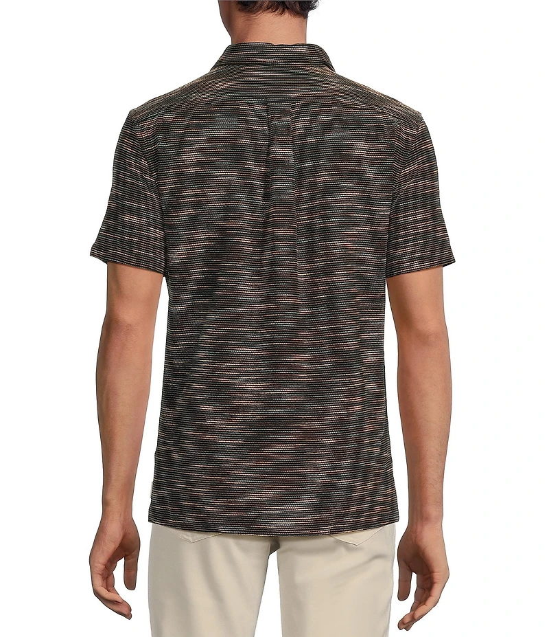 Rowm Big & Tall Outsider's Oasis Short Sleeve Space Dyed Textured Horizontal Striped Shirt