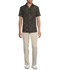 Rowm Big & Tall Outsider's Oasis Short Sleeve Space Dyed Textured Horizontal Striped Shirt