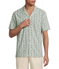 Rowm Big & Tall Performance Rec + Relax Short Sleeve Medallion Print Textured Camp Shirt