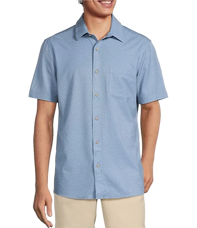 Rowm Big & Tall Performance Rec + Relax Short Sleeve Solid Textured Shirt