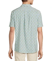 Rowm Big & Tall Performance Rec + Relax Short Sleeve Tile Print Textured Shirt