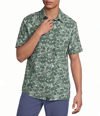 Rowm Big & Tall Performance Rec + Relax Short Sleeve Tropical Print Textured Shirt