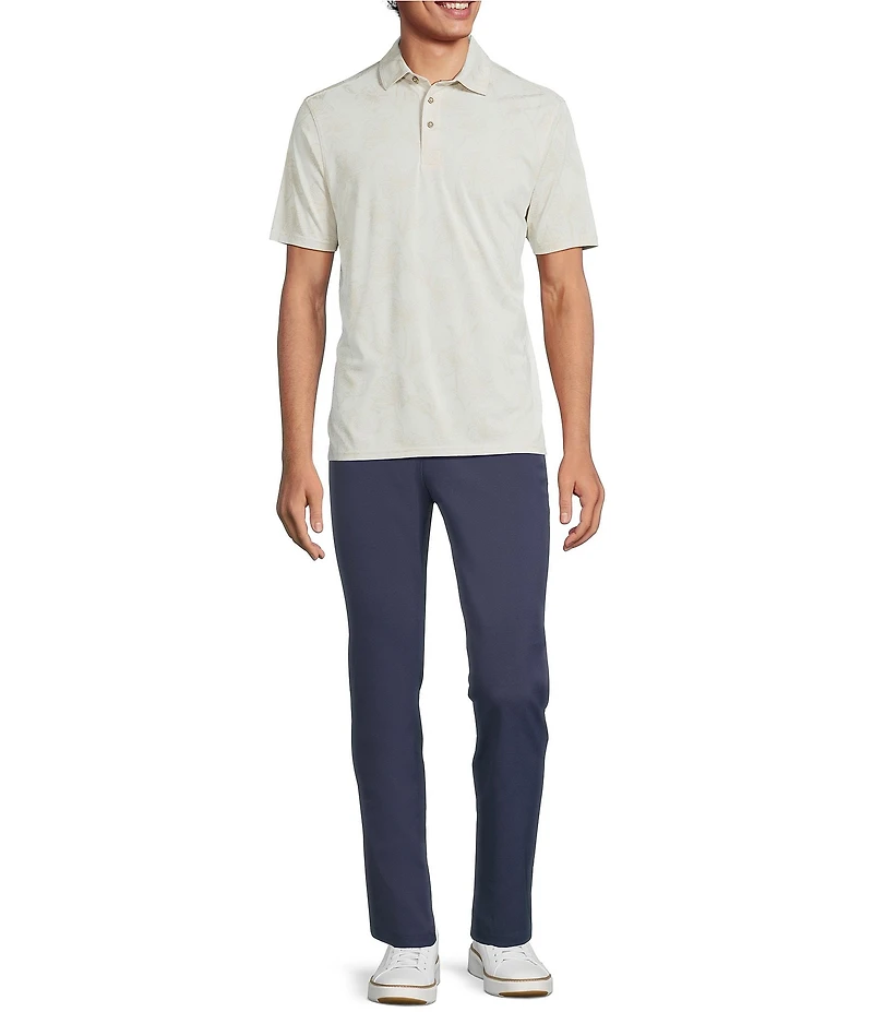 Rowm Big & Tall Rec & Relax Short Sleeve Floral Jacquard Polo Shirt
