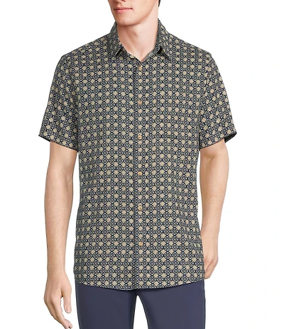 Rowm Big & Tall Short Sleeve Outsider Geo Floral Print Shirt
