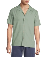 Rowm Big & Tall Short Sleeve Solid Textured Camp Shirt