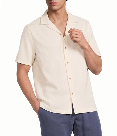 Rowm Big & Tall Short Sleeve Solid Textured Camp Shirt
