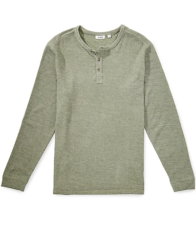 Rowm Big & Tall Solid Ribbed Long Sleeve Henley T-Shirt