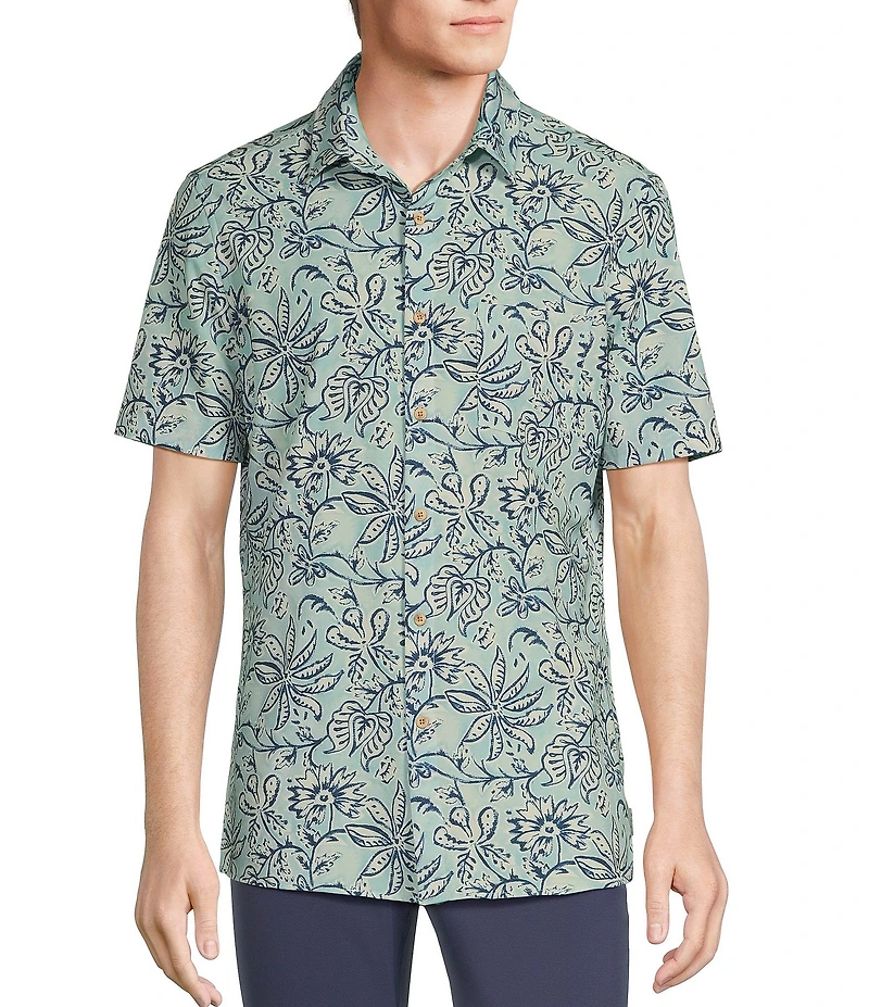 Rowm Big & Tall Tourister Rec & Relax Short Sleeve Floral Print Shirt