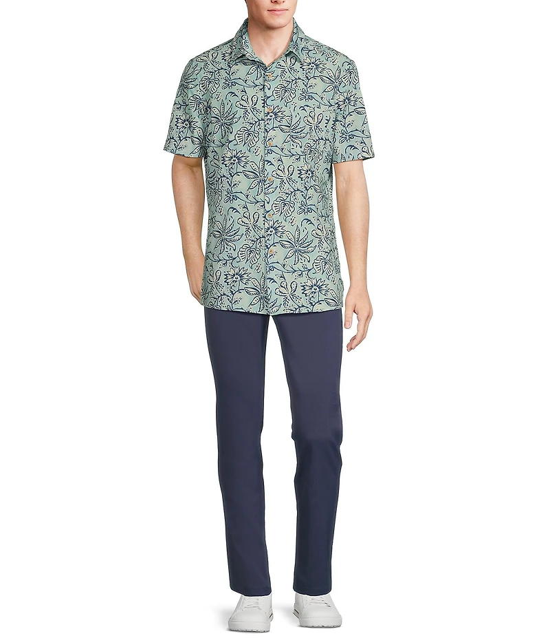 Rowm Big & Tall Tourister Rec & Relax Short Sleeve Floral Print Shirt