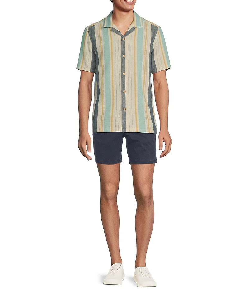Rowm Big & Tall Tourister Short Sleeve Multi Stripe Camp Button Front Shirt