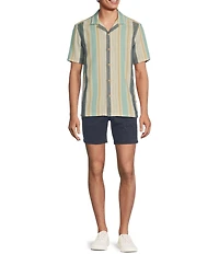 Rowm Big & Tall Tourister Short Sleeve Multi Stripe Camp Button Front Shirt