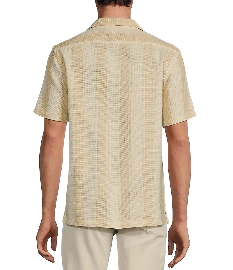 Rowm Big & Tall Tourister Short Sleeve Tonal Stripe Camp Button Front Shirt