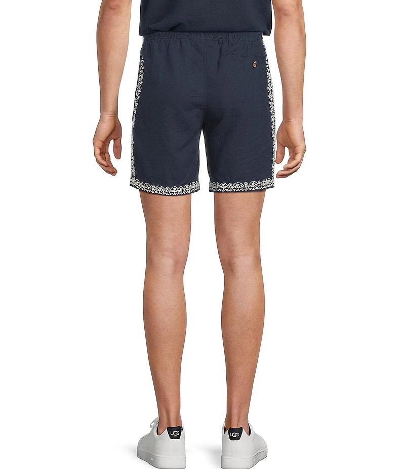Rowm Drawstring Embroidered 7#double; Inseam Shorts