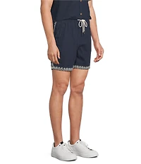 Rowm Drawstring Embroidered 7#double; Inseam Shorts