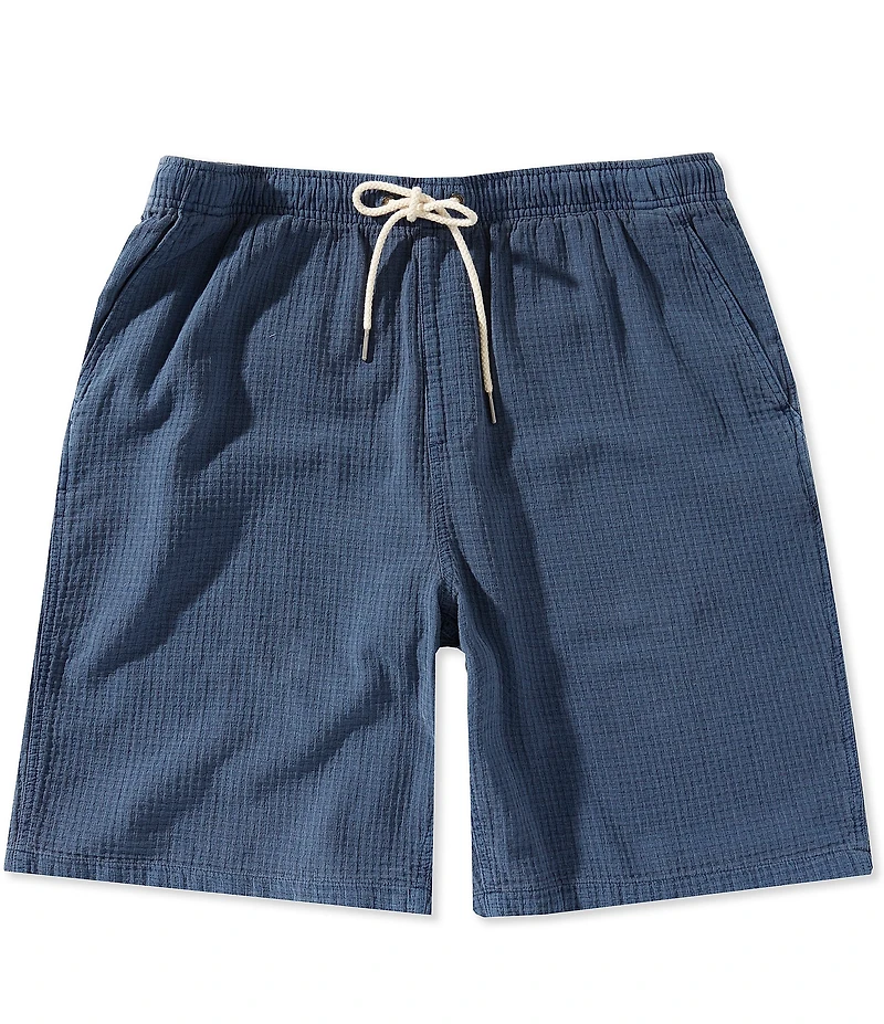 Rowm Drawstring Garment Dyed Solid Texture 7#double; Inseam Shorts