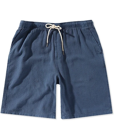 Rowm Drawstring Garment Dyed Solid Texture 7#double; Inseam Shorts