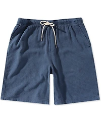 Rowm Drawstring Garment Dyed Solid Texture 7#double; Inseam Shorts