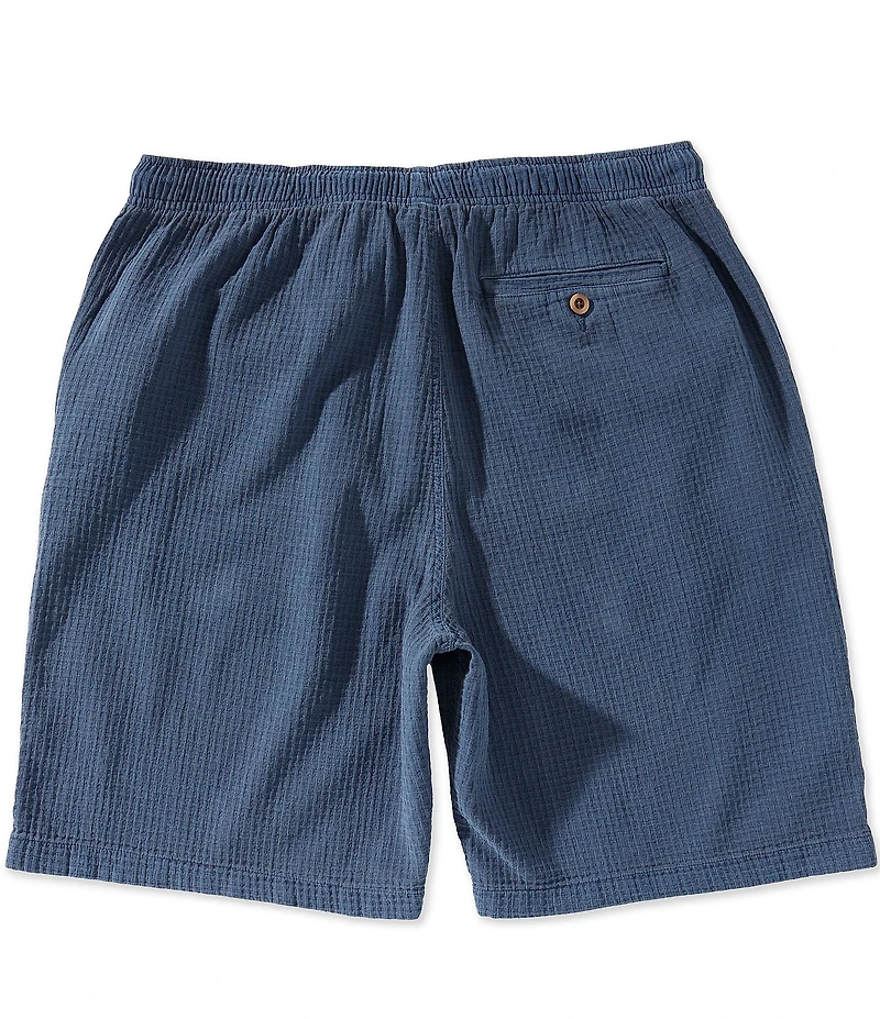 Rowm Drawstring Garment Dyed Solid Texture 7#double; Inseam Shorts
