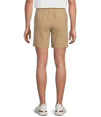Rowm Drawstring Garment Dyed Solid Texture 7#double; Inseam Shorts