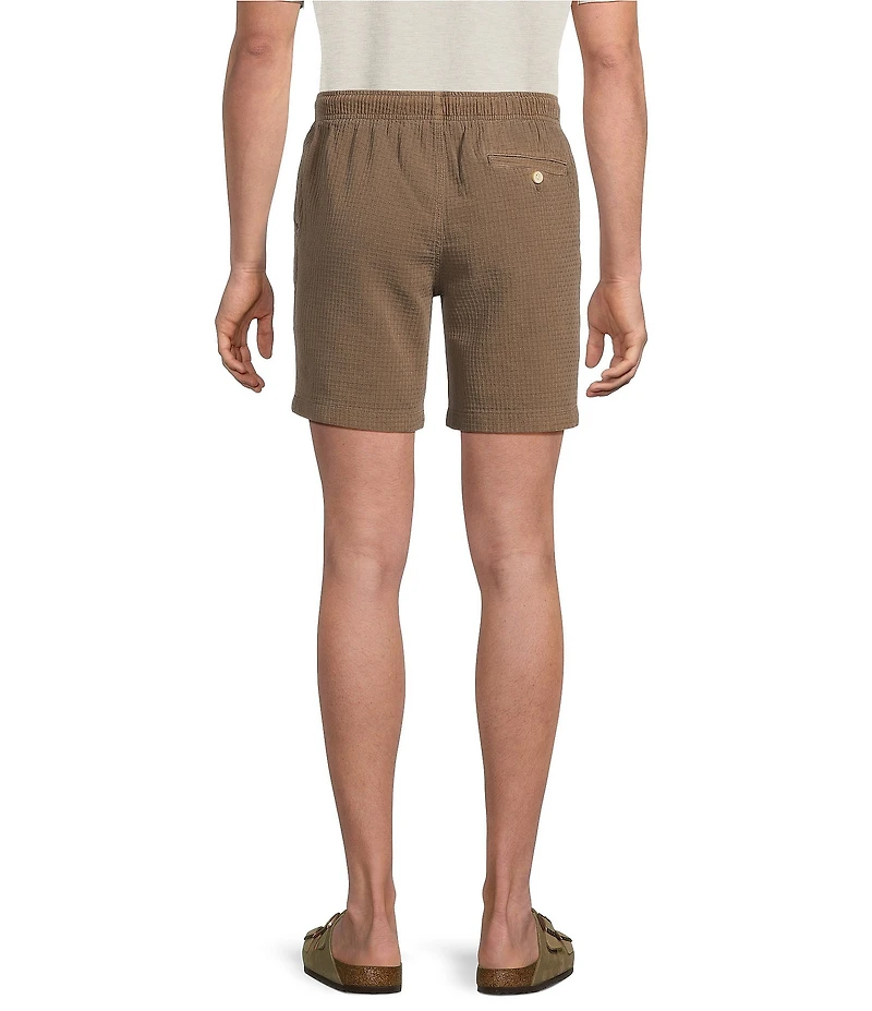 Rowm Drawstring Garment Dyed Solid Texture 7#double; Inseam Shorts