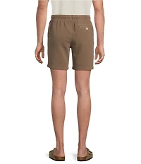 Rowm Drawstring Garment Dyed Solid Texture 7#double; Inseam Shorts