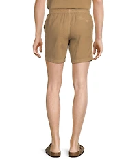 Rowm Flat Front Drawstring Garment Dyed Solid 7#double; Inseam Waffle Shorts
