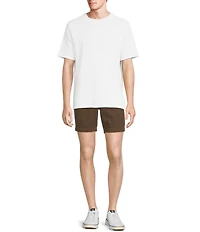 Rowm Flat Front Drawstring Garment Dyed Solid 7#double; Inseam Waffle Shorts