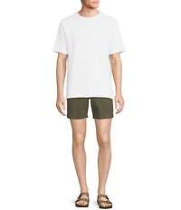 Rowm Flat Front Drawstring Garment Dyed Solid 7#double; Inseam Waffle Shorts